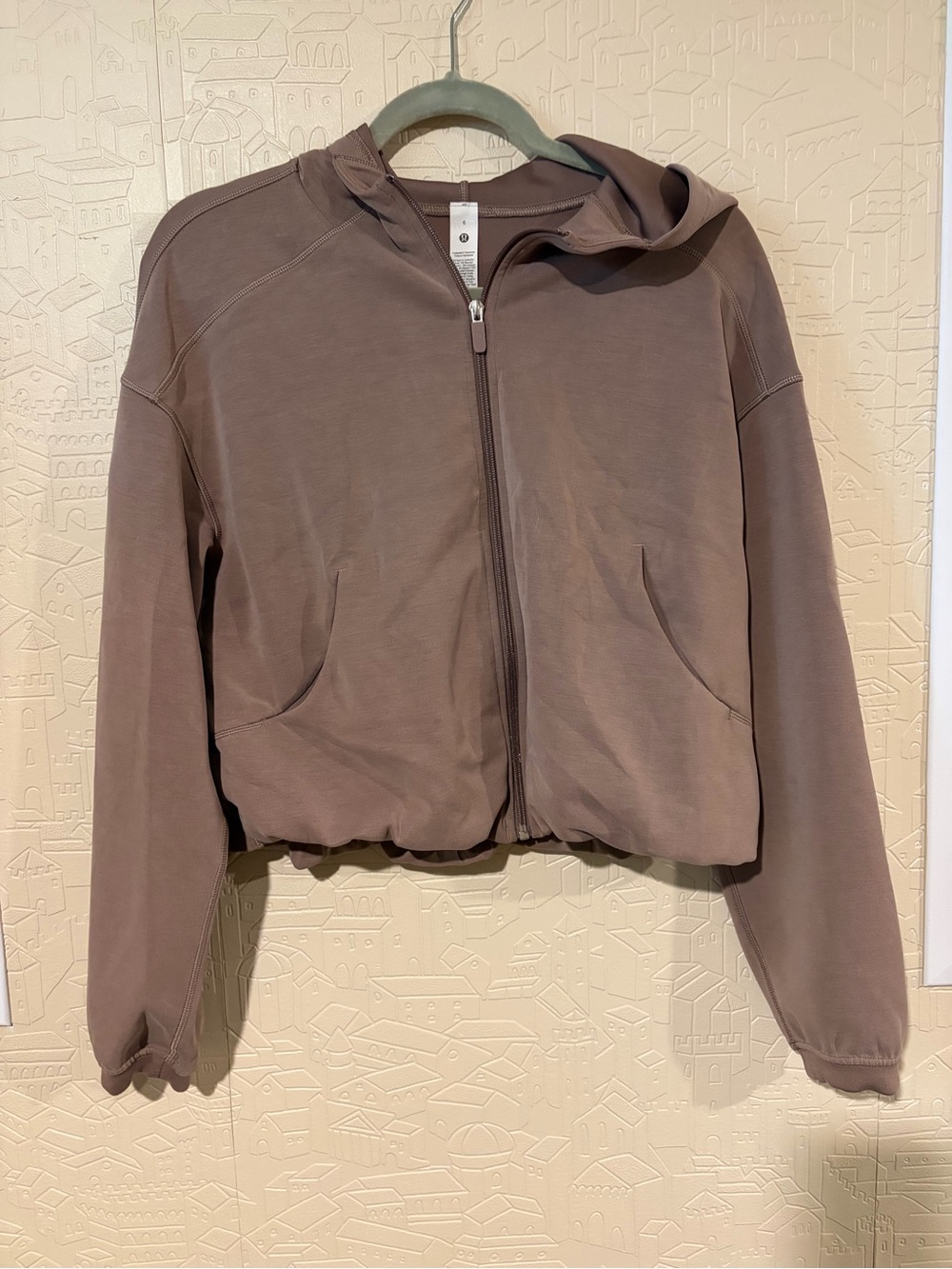 lululemon athletica Softstreme Cropped Zip Hoodie in Taupe